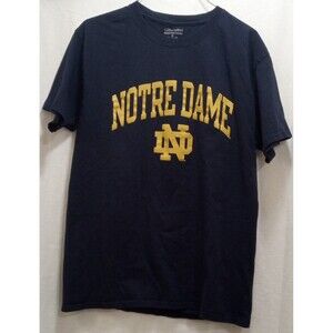 Notre Dame Fighting Irish Shirt Medium Navy Short Sleeve Tee Men's Champion EUC